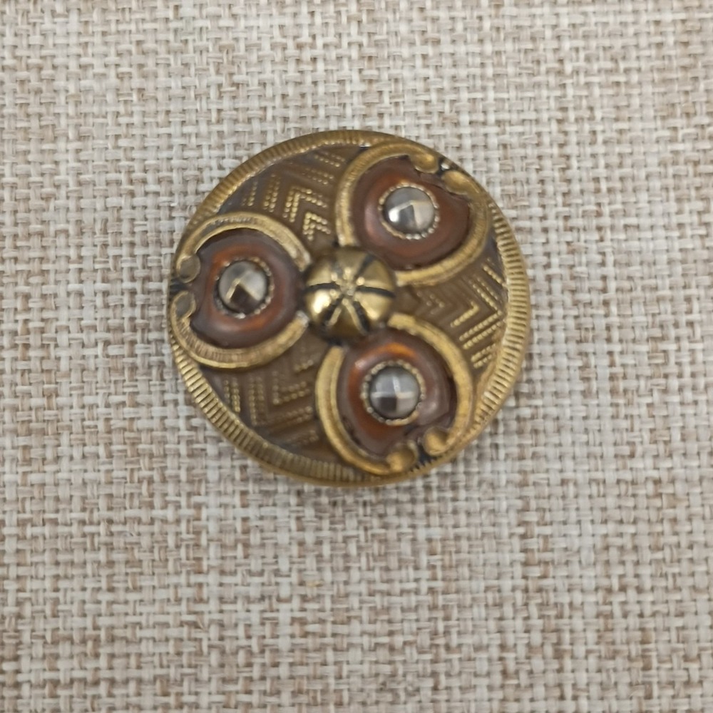 Antique Victorian Brass Button Cricket Cage Filigree Cut Steel Engraved Lot of 5 - Picture 8 of 15